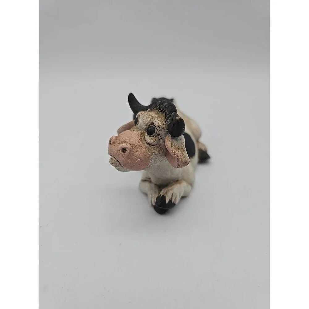 Vintage 1990's Pete Aspit Happy Holstein Cow Figure Milking Cow
